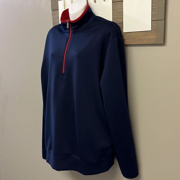 Antigua Men’s Navy Long Sleeve Mock Neck Golf Pullover- Large - Picture 3 of 12